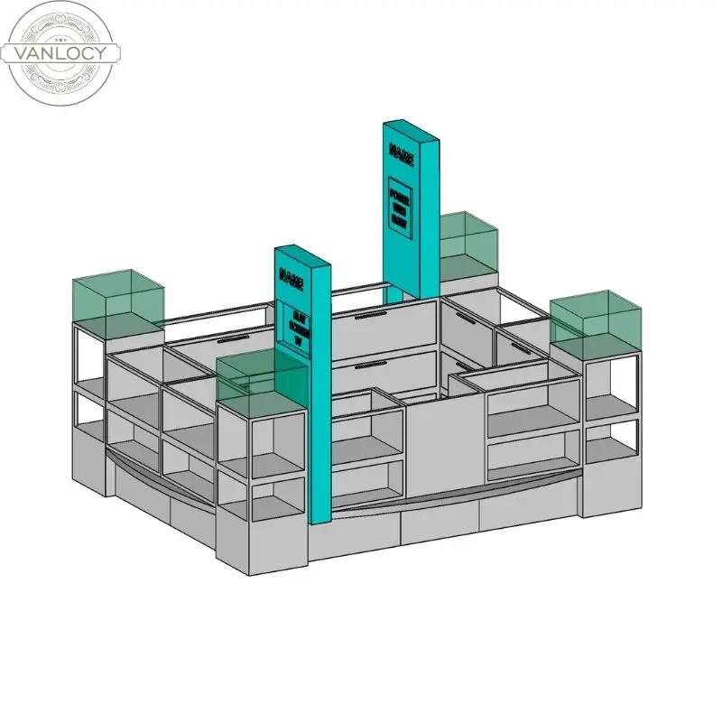 Large Space Wood White Paint Shopping Mall Jewelry Display Kiosk For Jewelry Display