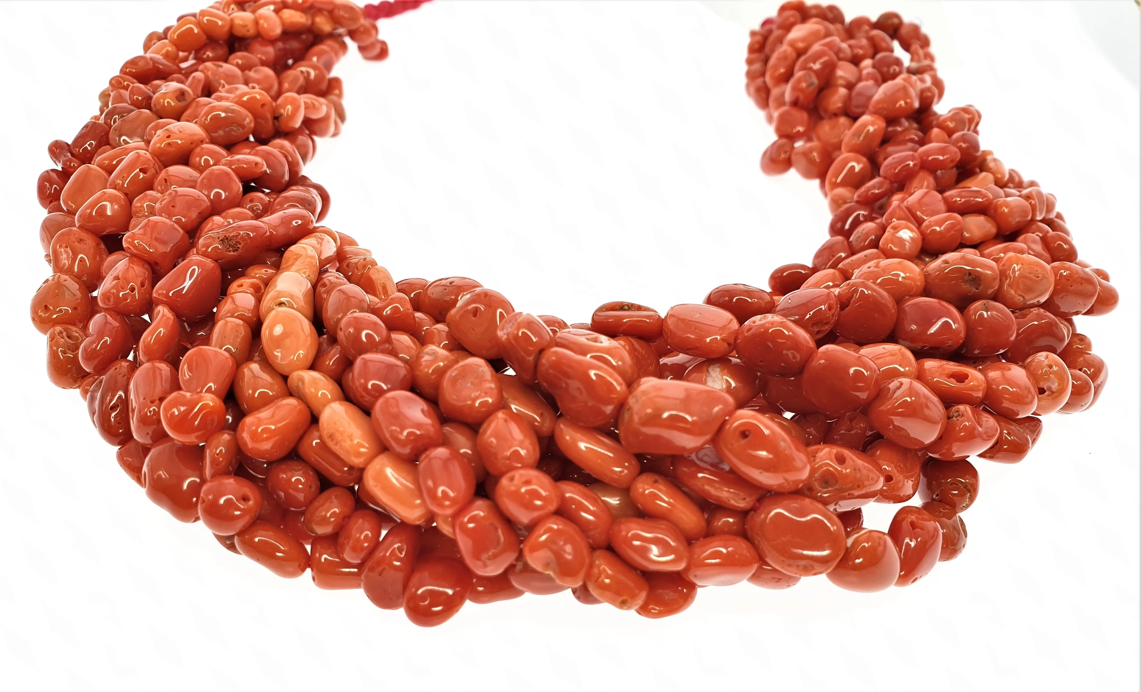
High Quality Natural Red Italian Nugget Coral Beads Necklace 