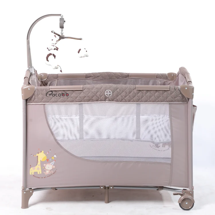 
Safety baby bed comfrotable baby travel cot Portable and Foldable Play Yard Simple Metal Baby Swing Bed 