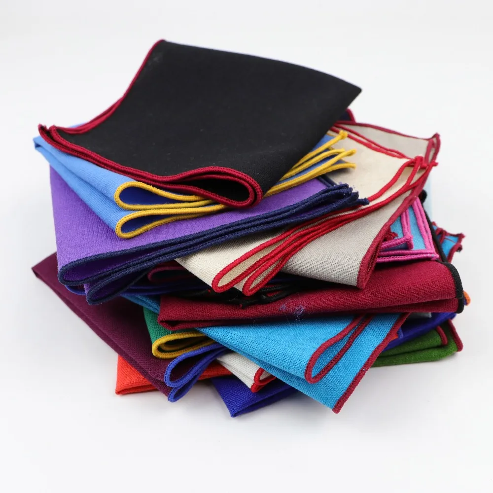 Solid Cotton Handkerchiefs Woven White Black Red Blue Pocket Square Mens Casual Square Pockets Handkerchief Towels