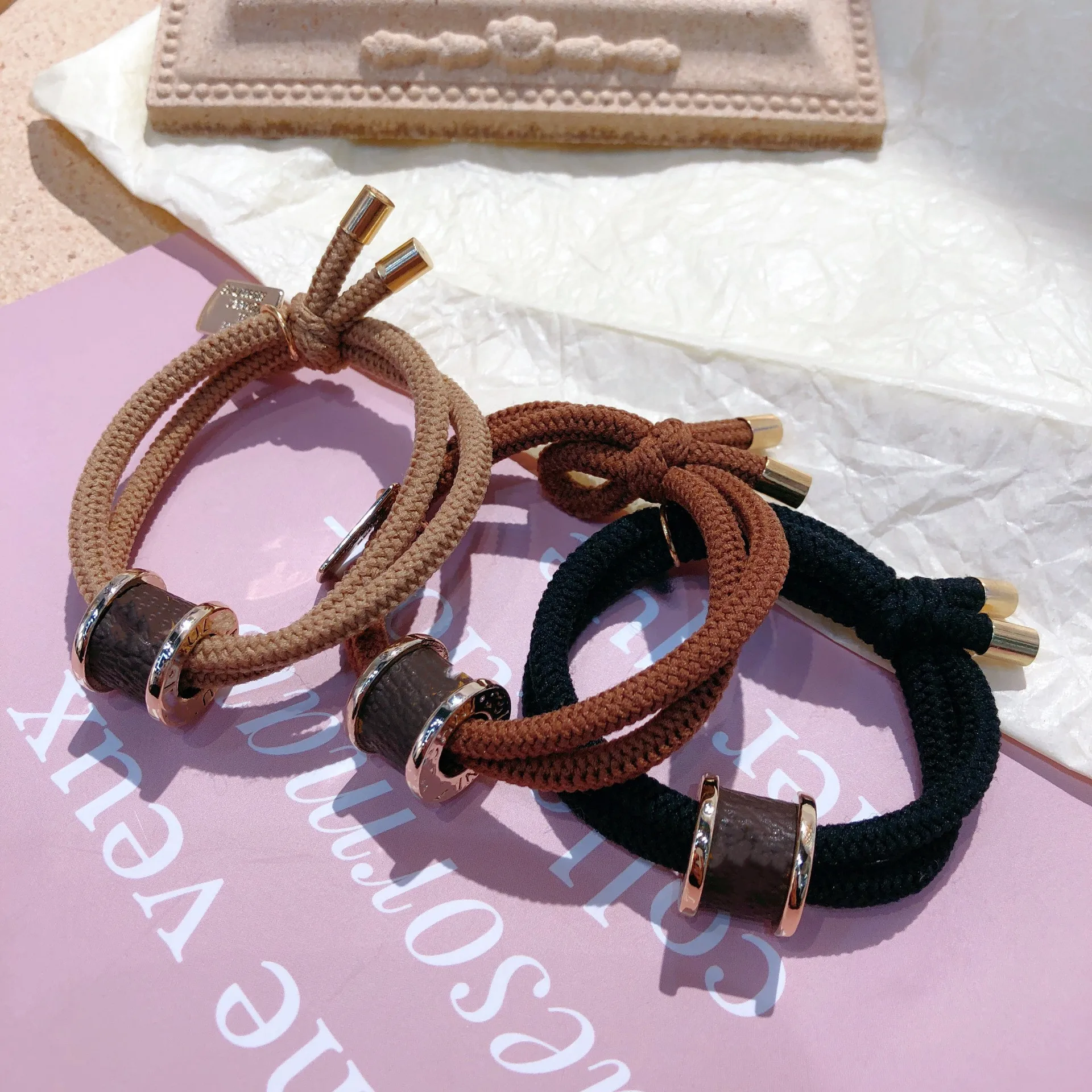 L home hair band metal INS  string net red ball hair string versatile rubber  hair band