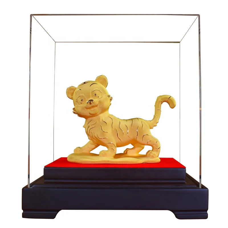Custom Tiger Zodiac Figurine 24k Pure Gold Plating Year 2022 Mascot Golden Tiger Animal Statue For Home Desktop Decoration (1600351116954)