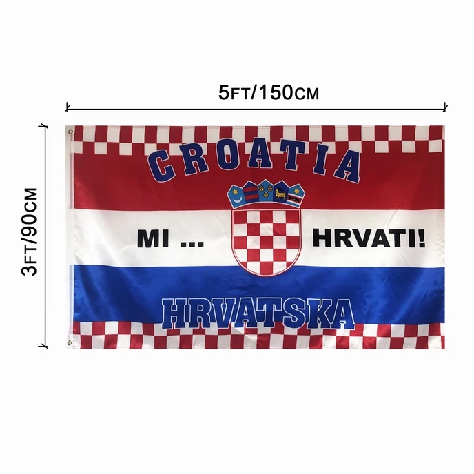 Factory direct custom polyester Croatia flag European Cup silk printing Hrvatska national world country flag 3x5