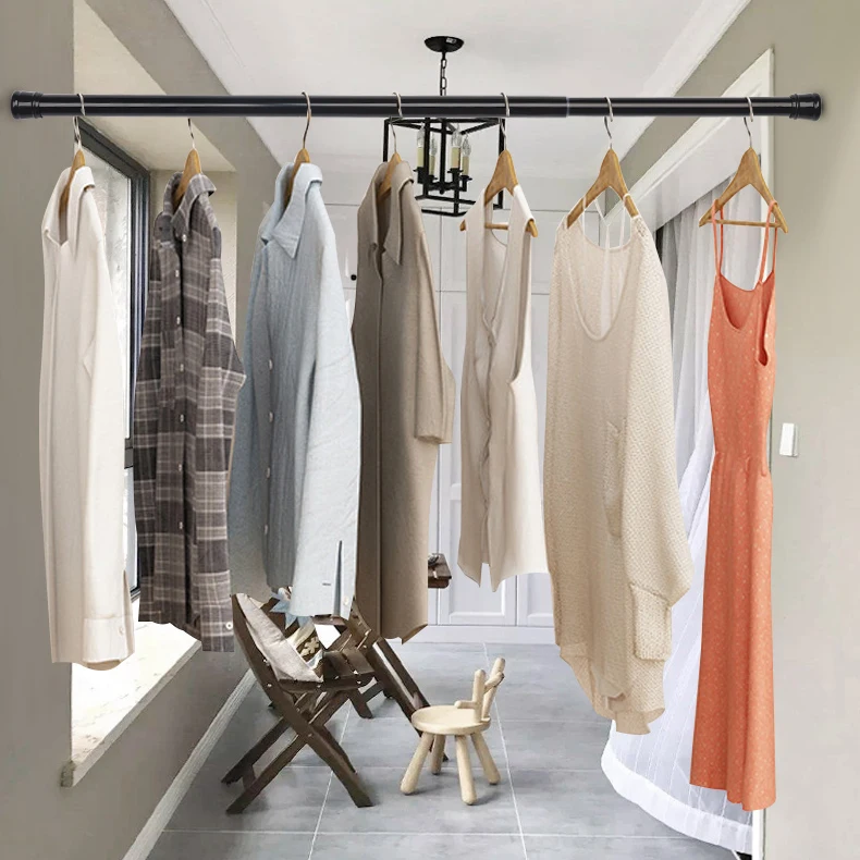 70-120cm Extendable Curtain Rod Adjustable Pole Telescopic Rod Spring Tension Curtain Rod Curtain Pole for Bathroom Shower