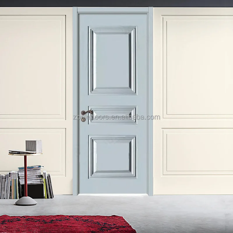 Israel Market Hot Other WPC Doors 4 Lines Smooth White Primed Waterproof Bathroom Bedroom WPC Painted Door Frame With Smart Lock