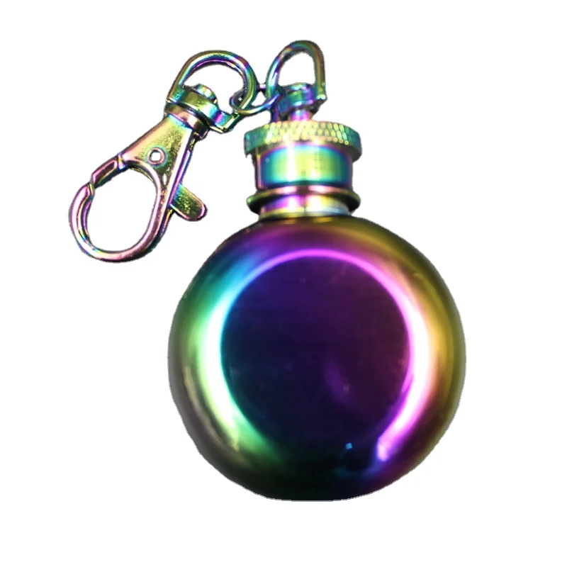 
Portable Small Wine bottle 304 Stainless Steel Pot 1 Ounces with Key Buckle Hip Flask 