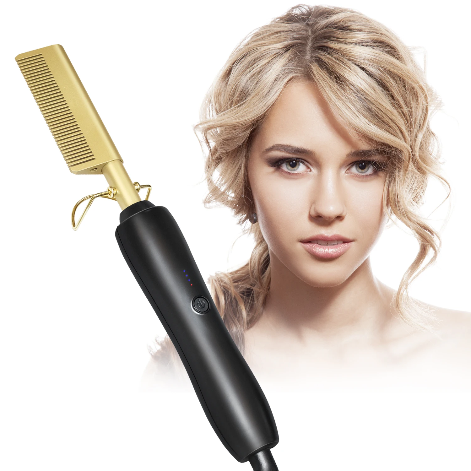 Hot Heating Flat Irons Wet Dry Use Brush Comb Hair Straight Styler Corrugation Curling Iron Hair Curler Comb