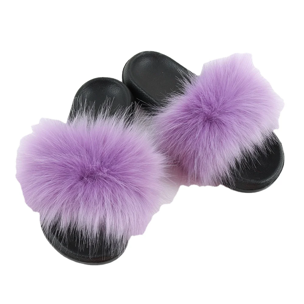 
Fox fur Slides for Women Fashion faux soft faux fur Slippers slide sandals 