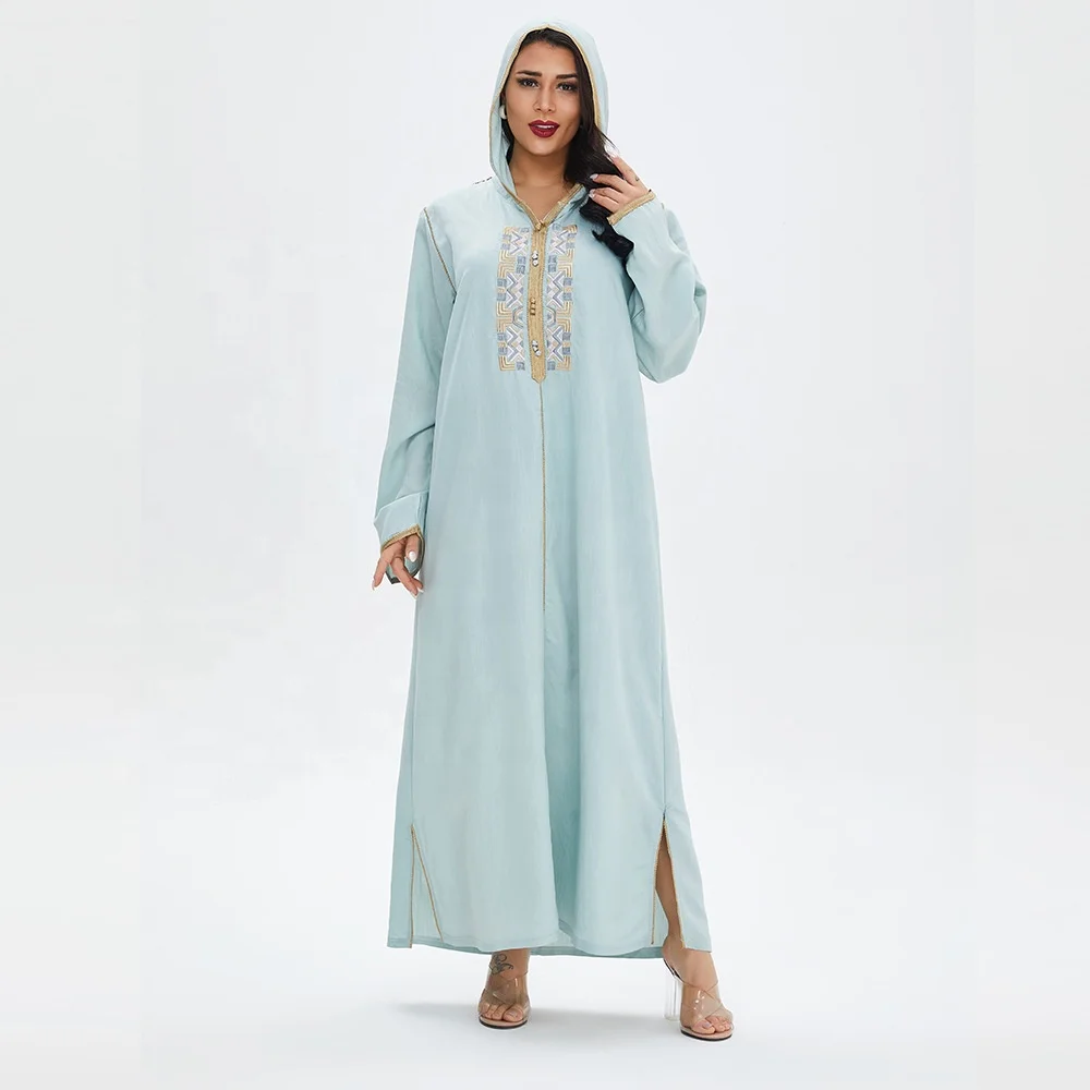 RTS 2021 Fashioh Embroidery Lace Gulf Robe Hooded Abaya Dubai Islamic Clothing Customizable Women Muslim Dress