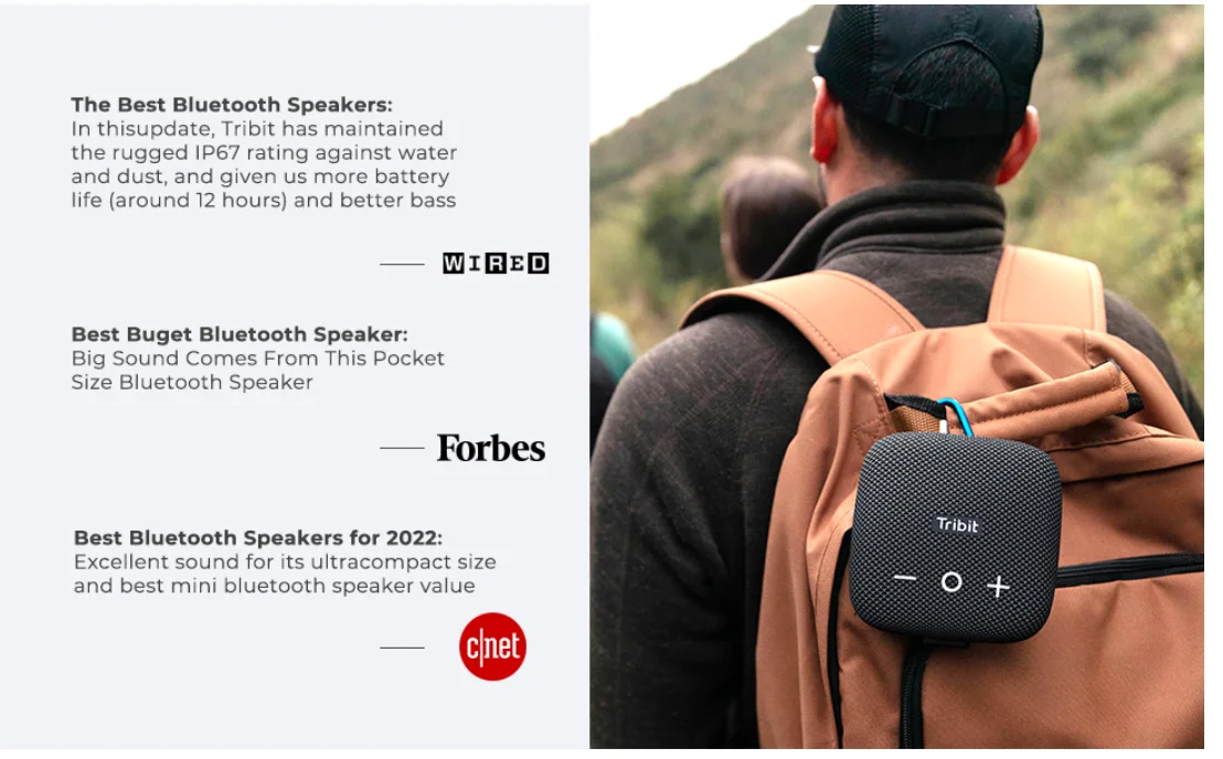 Tribit StormBox Micro 2 Wireless Speaker 90dB Deep Bass IP67 Waterproof Bike Speaker Built-in Strap