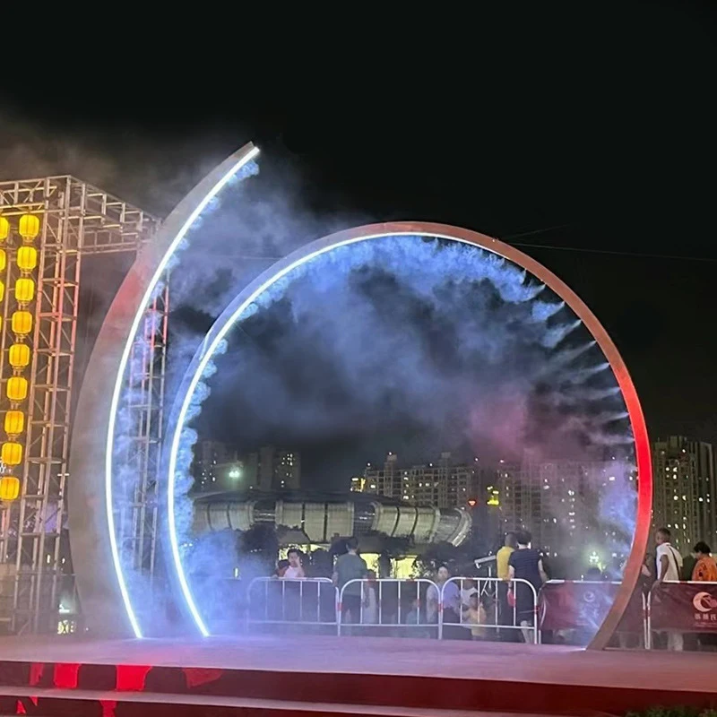 Hot sales outdoor street Arch Decoration 3D Arch Motif Light Water mist arch