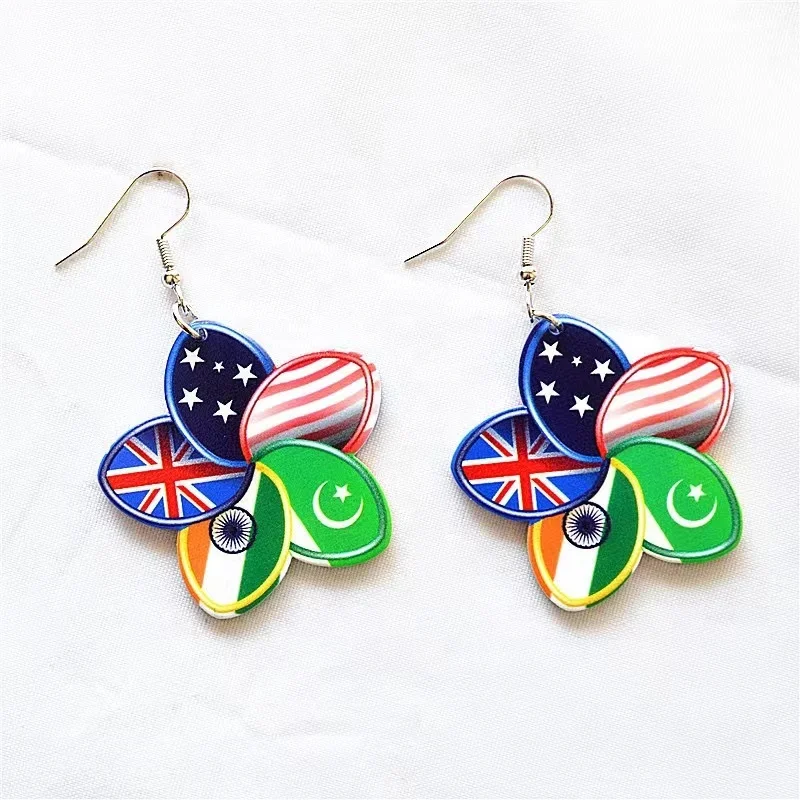 ES1787 enamel Plumeria flower Acrylic earring Hawaiian gold jewelry wholesale earring set for woman girl dancing party