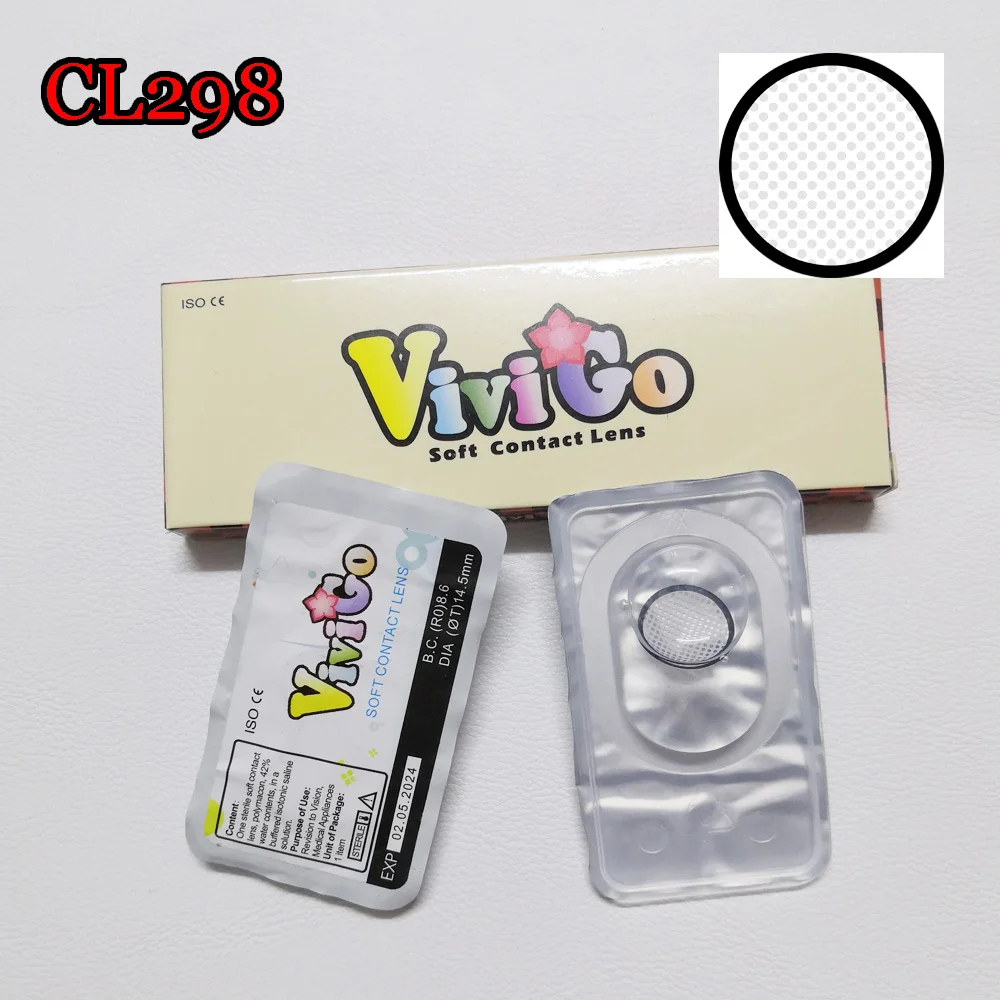  VIVIGO брендовые цветные мягкие контактные линзы сумасшедшие очки CL298 белая сетка