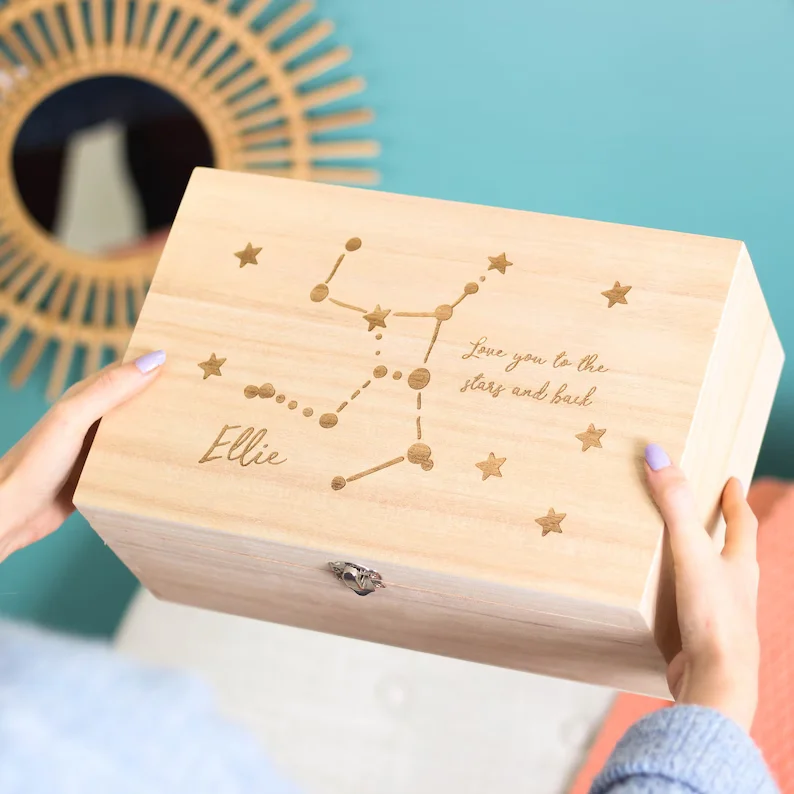 Pan wood first aid box treasure Newborn Baby Box gift wedding packaging Organizer unfinished Wooden Keepsake Box