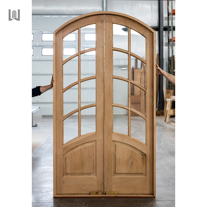 Villa Apartment Bulk Customization Exterior French Arch Doors Entry Double French Doors Wooden Entry Front Doors