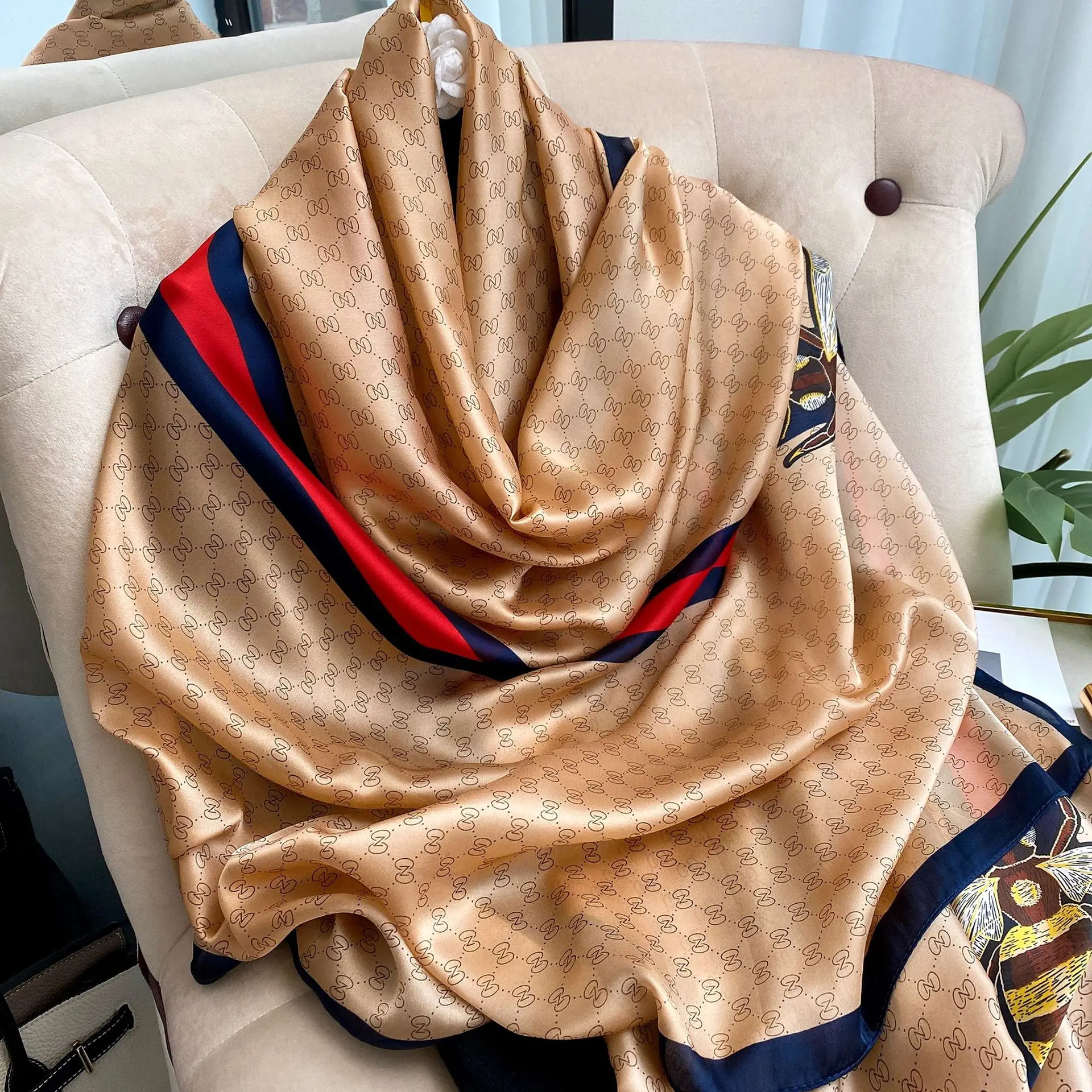 180*90 см роскошный элегантный шелковый длинный шарф дизайнерская шелковая