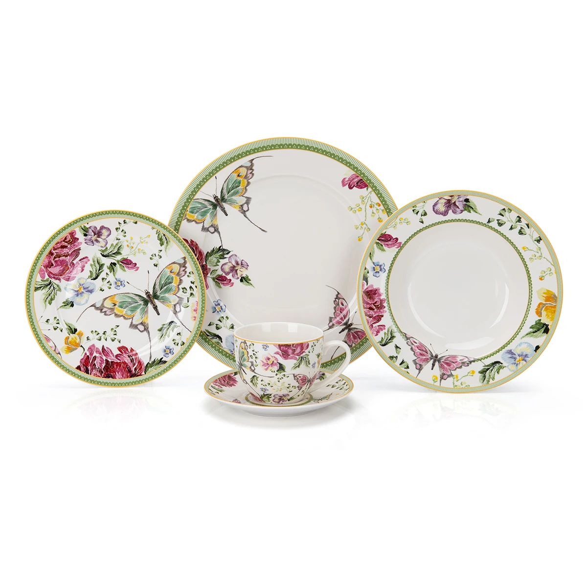 Modern Vintage Dinnerware For 6 People Art Deco Flora Dinner Set Garden Ceramic Dinnerware