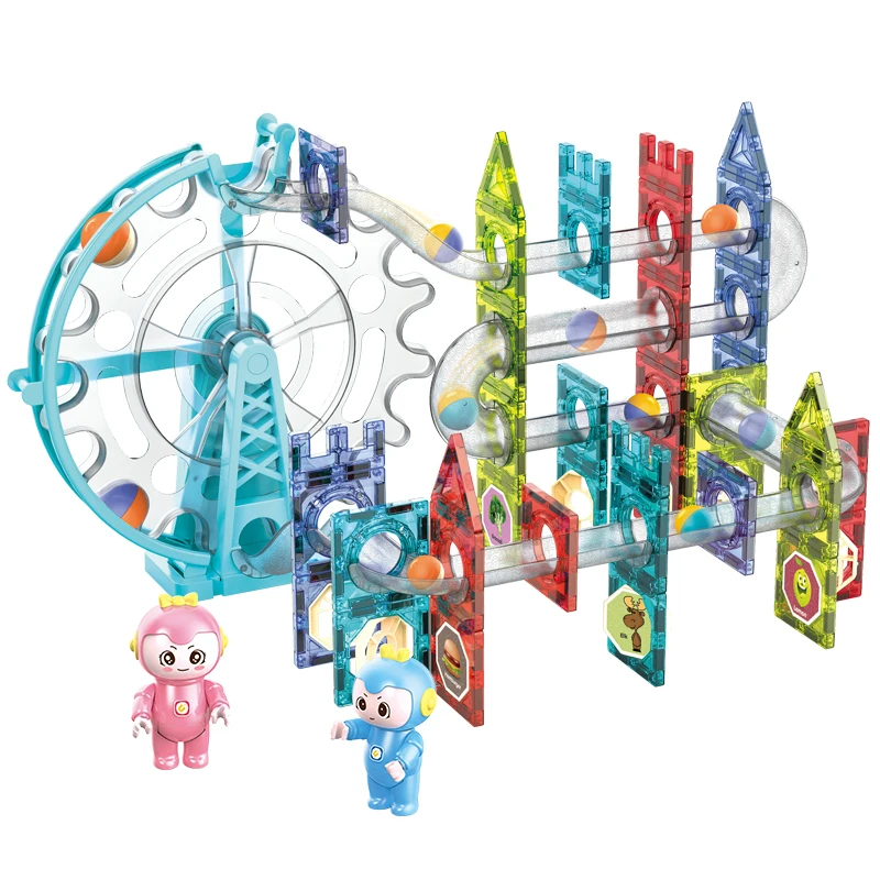 Hot Selling Light Electric Magnetic Marble Run Building Blocks 109 PCS for Kids