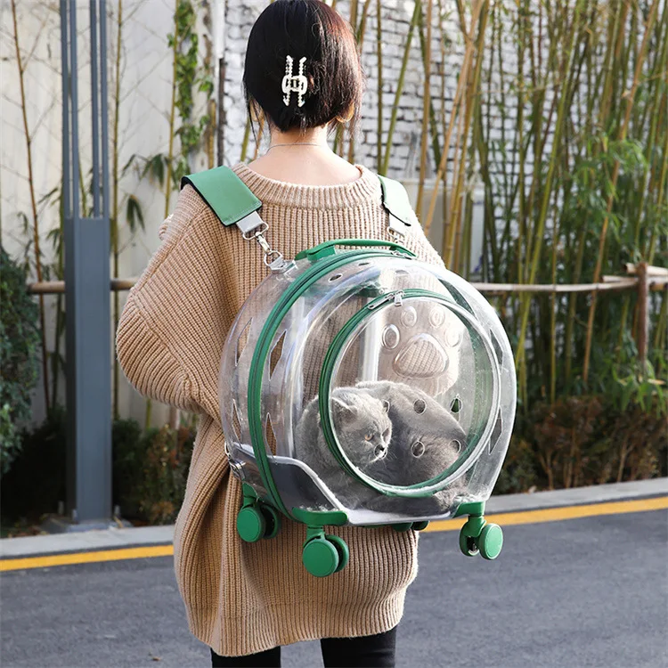 Transparent Breathable Large Capacity Dog Cat Trolley Case Pet Outdoor Carrier Backpack