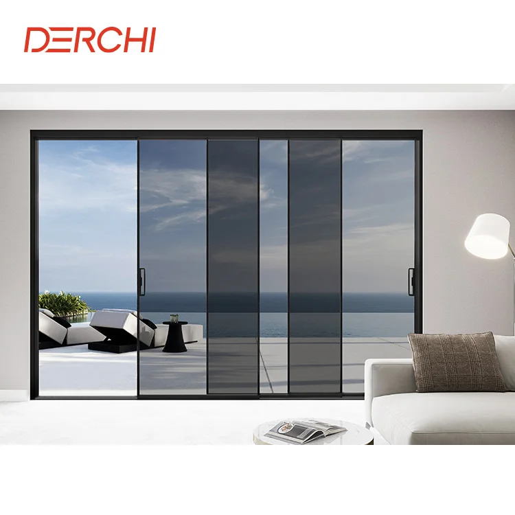 Modern design aluminum frame custom kitchen sliding door ultra-thin double-layer glass indoor sliding door with screen