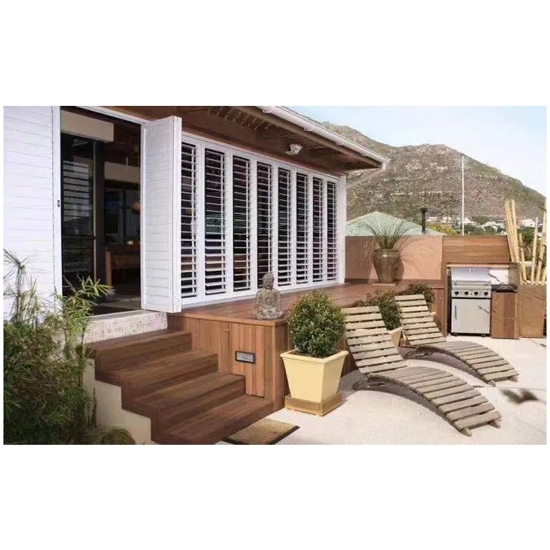 Exterior open waterproof vinyl faux wood white louver blade automatic high speed pvc sheet window plantation shutters door