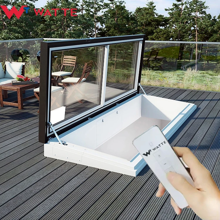 Electric Sky Roof Access Hatches Skylight Ventilation Window Motorised Open Double Glazed Glass Rooflights For Flat Roof