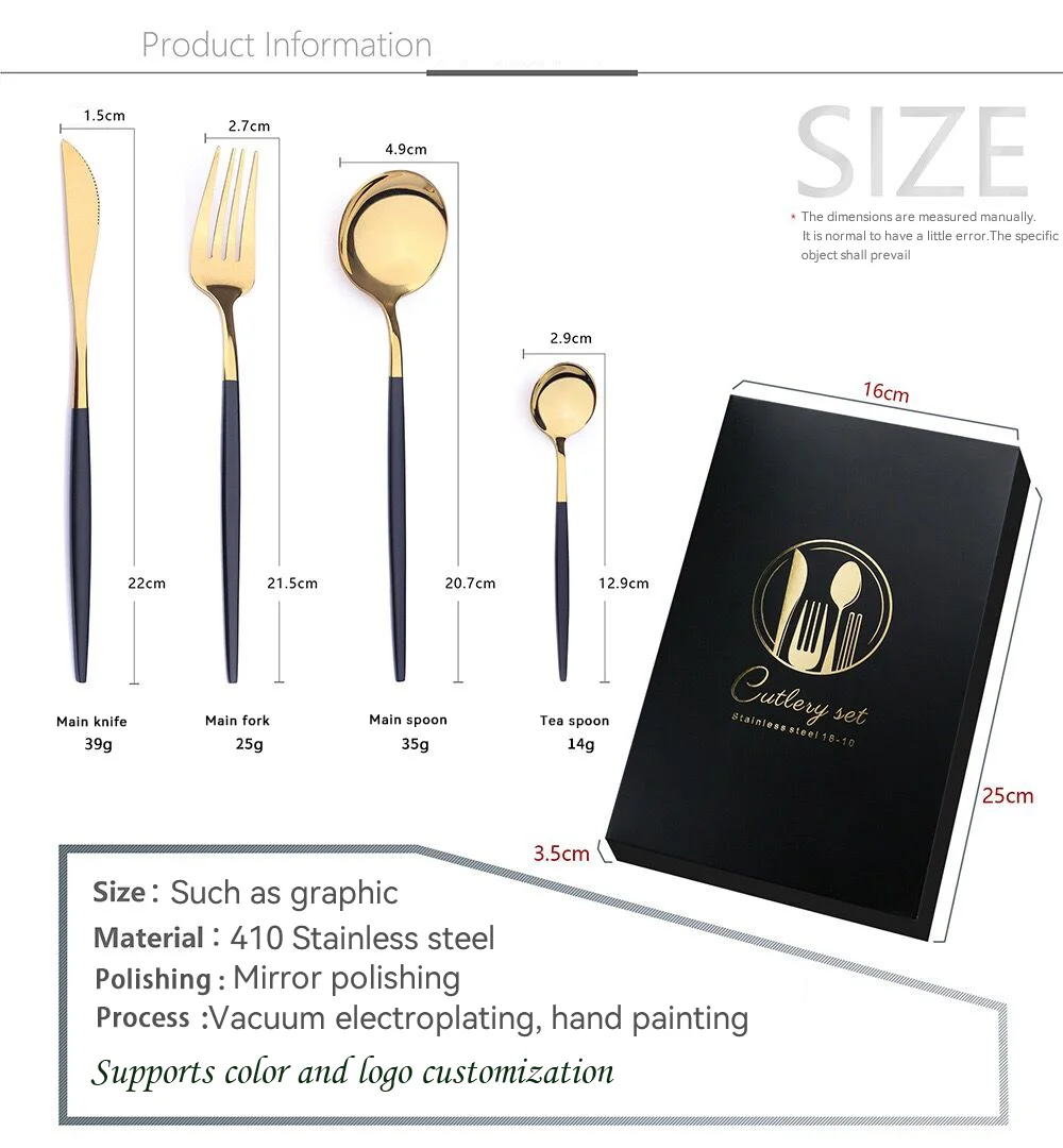 Cutlery Box Knife Fork Spoon luxury Stainless Steel Gold Cutlery Flatware Set