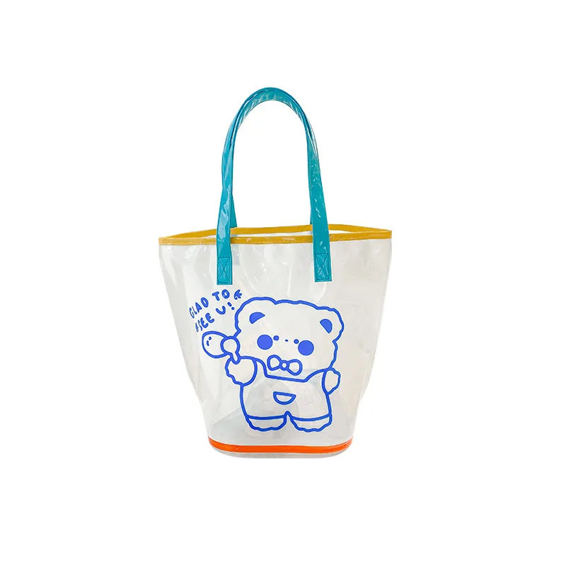 2023 fashion large clear pvc tote bag beach bag plastic shopping bag with own logo