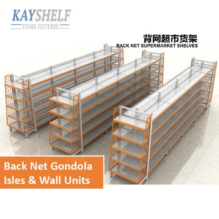 Metal wire mesh back net panel supermarket gondola shelf
