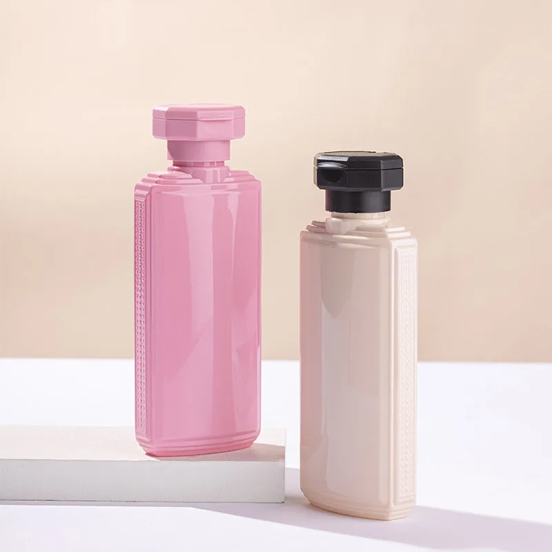 PET Flip Cap Flat Shampoo Bottle Transparent Plastic Shower Gel Bottle Cosmetic Lotion Packaging Bottle YGH728