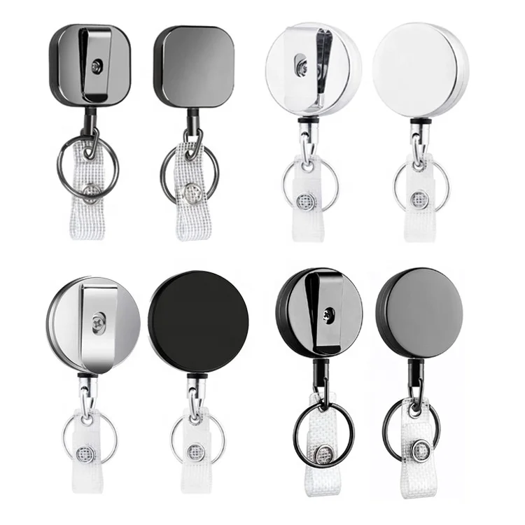4CM Metal Retractable Reel ID Badge Holder with Belt Clip  Plastic Badge reel Keyring for Door Car Keychain