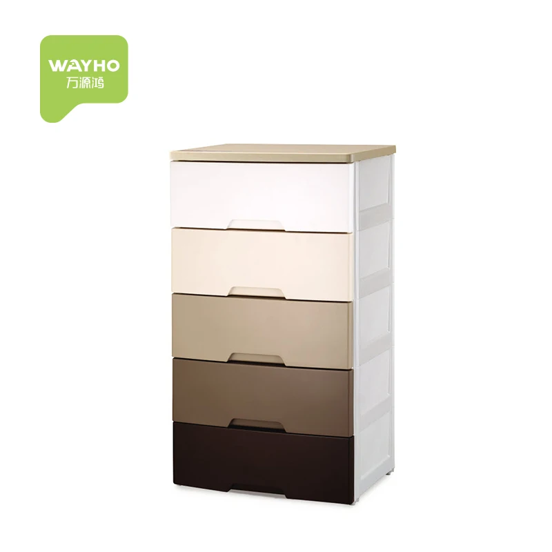 ECO-Friendly Durable Plastic Storage Drawer Cabinet 4 and 5 layers with MDF wooden top