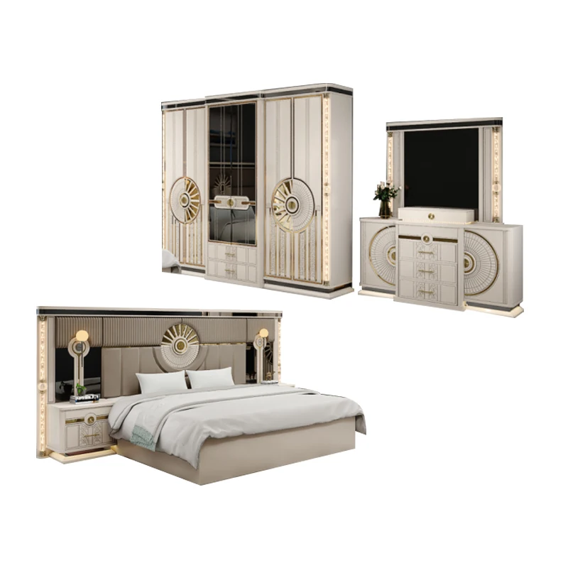 King Size modern bed factory direct design Luxury 5pcs bedroom furniture