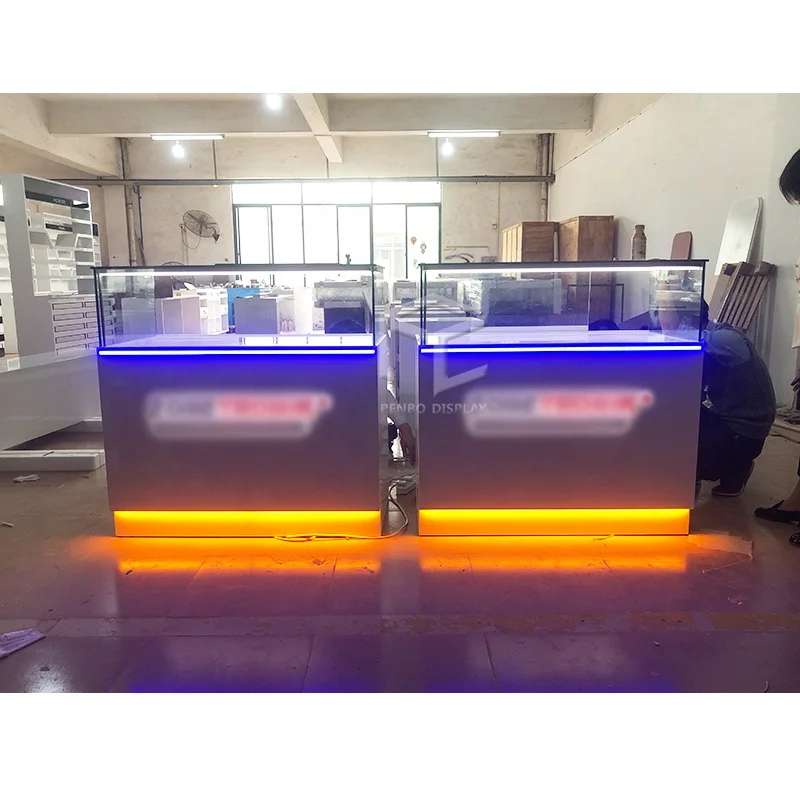 Wholesale Custom Dispensary Smoke Shop Showcase Counter Cabinets Led Retail Display Showcase Tobacco Smoke Shop Store Fixture