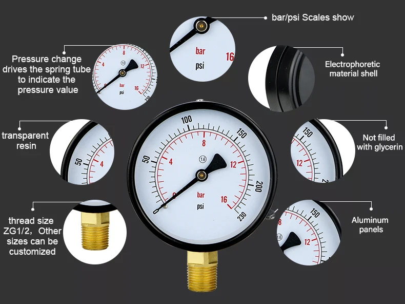 4 inch  100mm dry pressure gauge/manometer