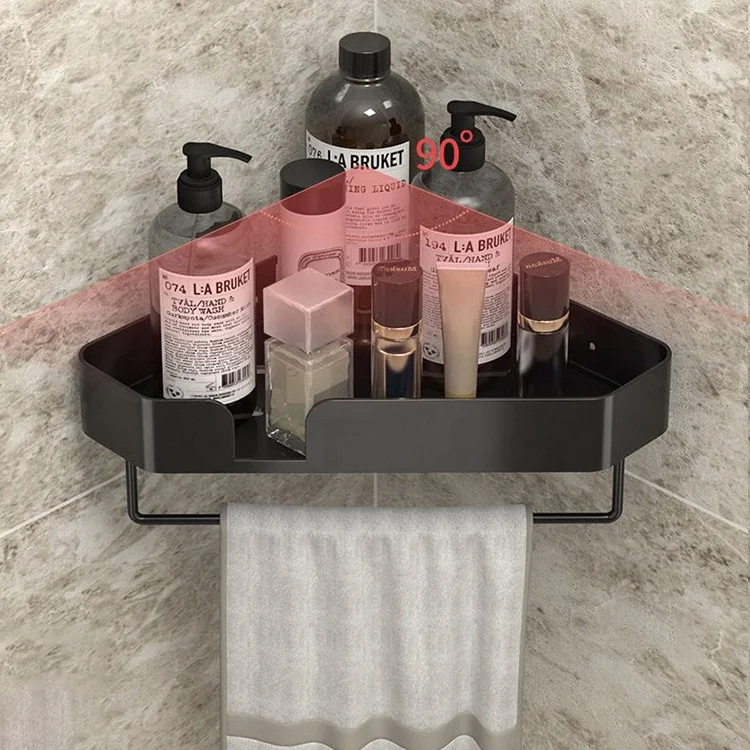 Free Combination Aluminum Alloy Black Shower Caddy Shampoo Storage Bathroom Organizers Corner Shelf