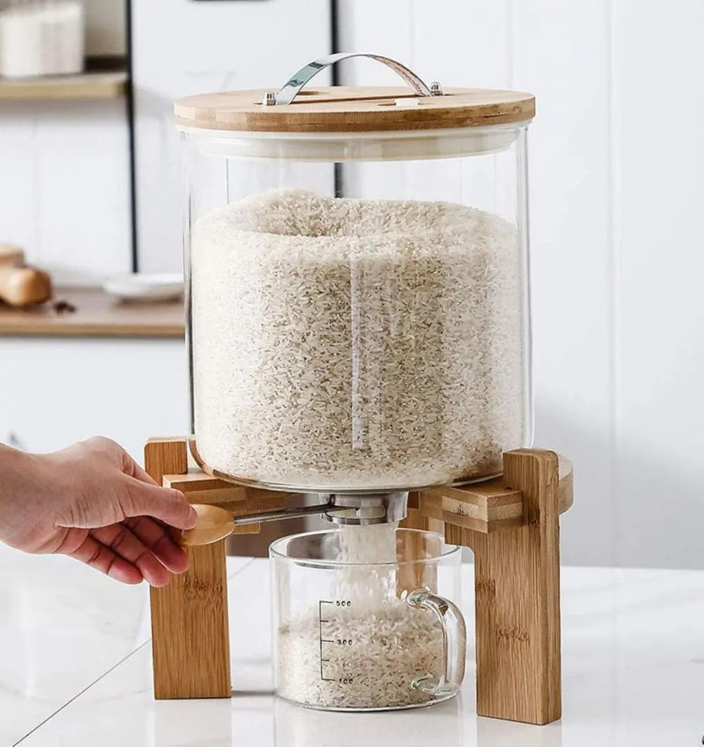 2024 NEW Design 10 Liter High Borosilicate Glass Large Jar with Wooden Lid