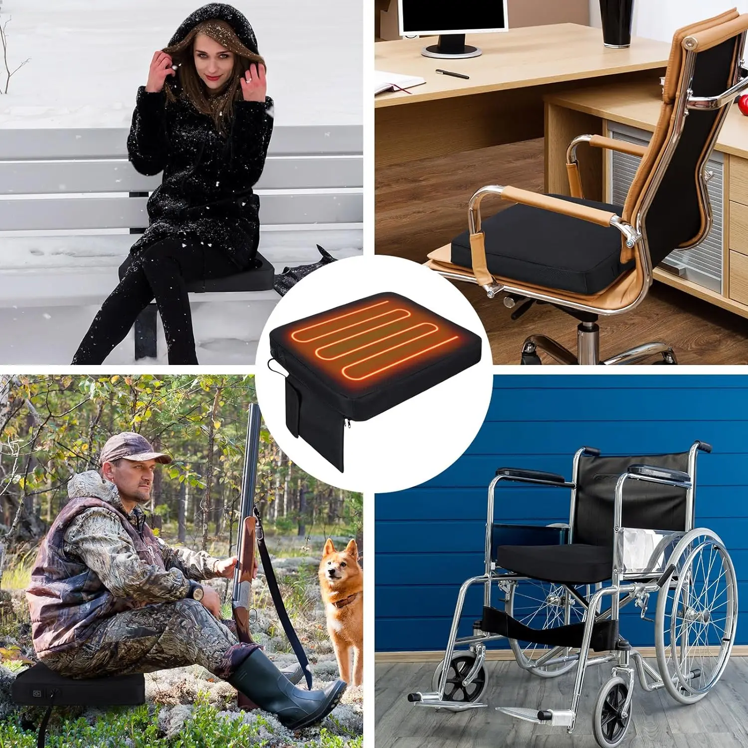 Eco-Friendly Large Heating Area Warmer Seat Cover Therapy Heating Pad 2 Pcs Portable Usb Heated Seat Cushion
