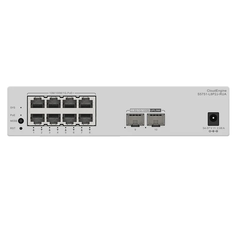 S5751-L8P2X-RUA 98012486 ethernet switch 8 port with 8*10/100/1000BASE-T ports (PoE+), 2*10GE SFP+ ports