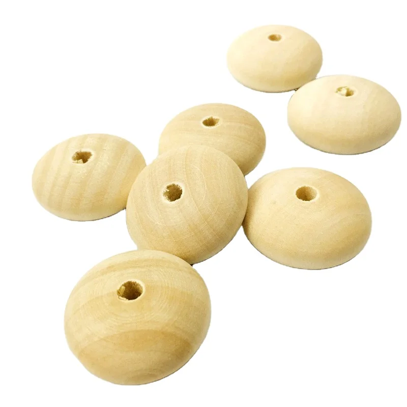 24mm Organic Large Thick Wooden Round Abacus Teething Loose Wooden Beads for DIY Jewelry