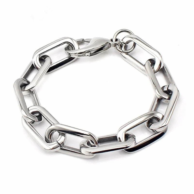 Bracelets Silver Color Wide Bracelets European Simple Style Boy/Girl Chain Bracelet 19CM Length Bangle Jewelry