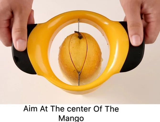 
NEW TOP Mangoschneider, Mango teilen & entkernen, rutschfester Griff, Edelstahl-Klinge, Mango Slicer, schwarz-gelb 