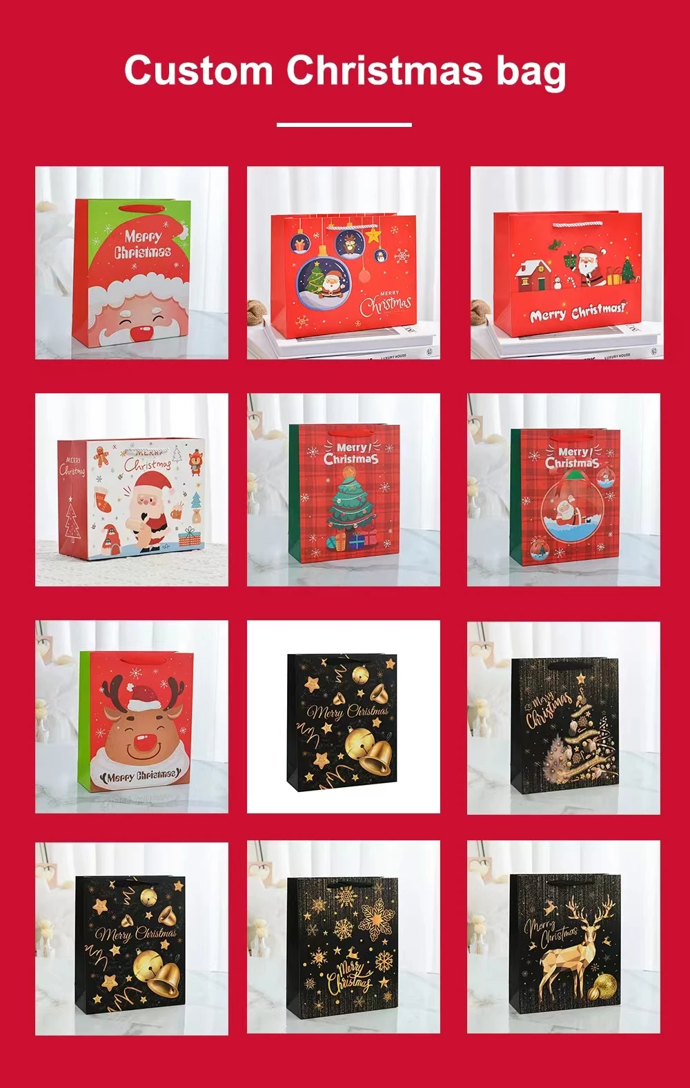 Luxury Custom Logo Christmas Envelope Handmade Small Kraft Paper Document Coated Garment Bag with Hot Stamping Feature Fur Use