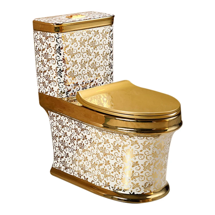 Gold Pattern Commode Toilet Golden Wc One Piece Toilet Commode Gold Toilet