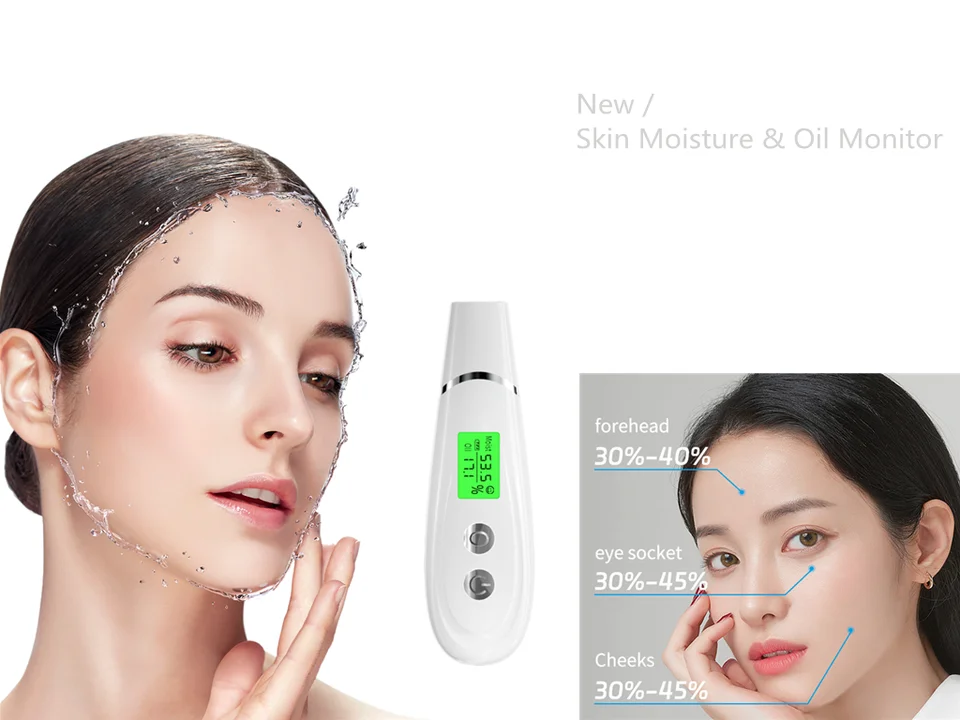 Rechargeable electronic facial oil tester hydration detector machine LCD display skin analyzer water oil tester analysis device