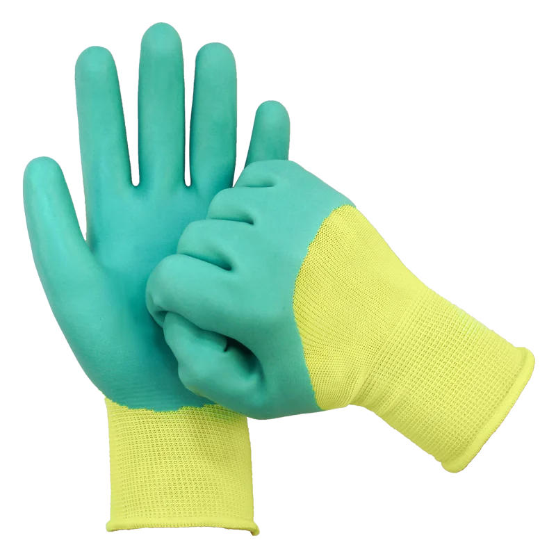 Polyester Latex wrinkle rubber dipped Gloves for Industrial Use