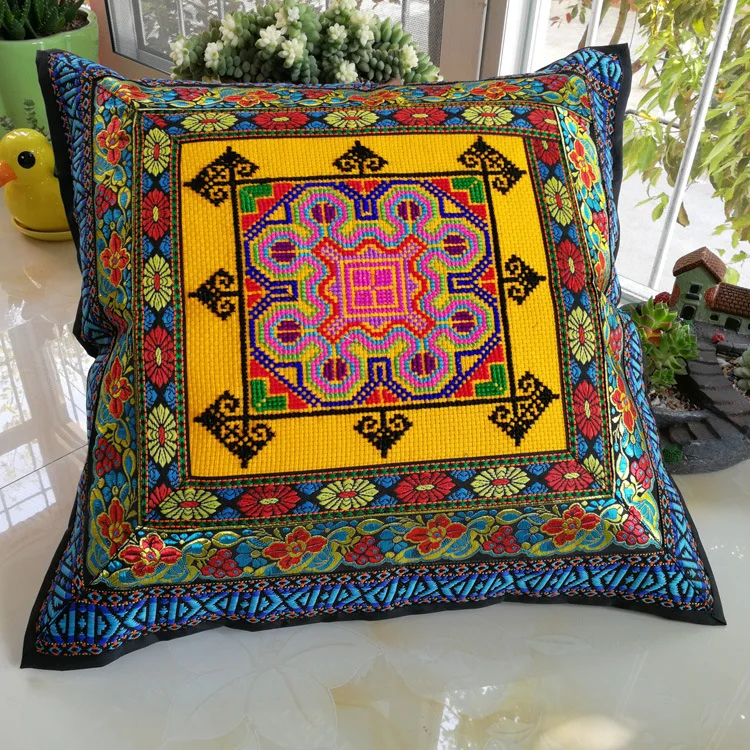 Embroidered Throw Pillow Cover Decorative Pillowcase Vintage Cushion Cover Hot sale Needlepoint pillowcase