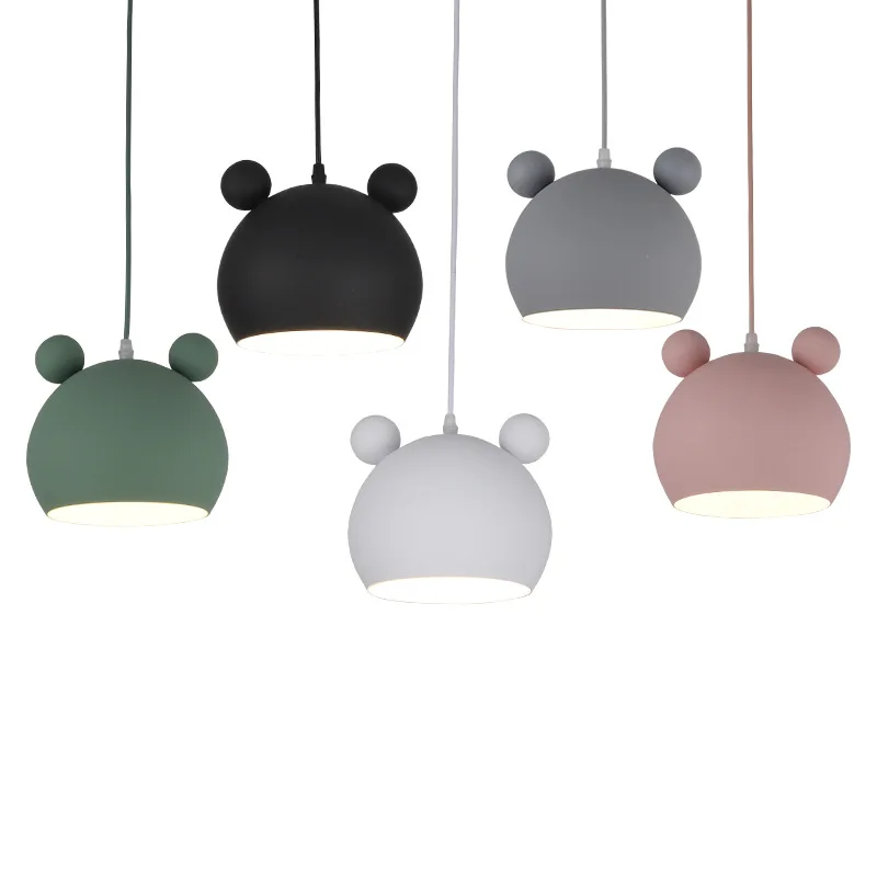 Mickey Mouse shape Hanging Lamp Macaron Color Nordic Metal Decorative Indoor chandelier pendant lights