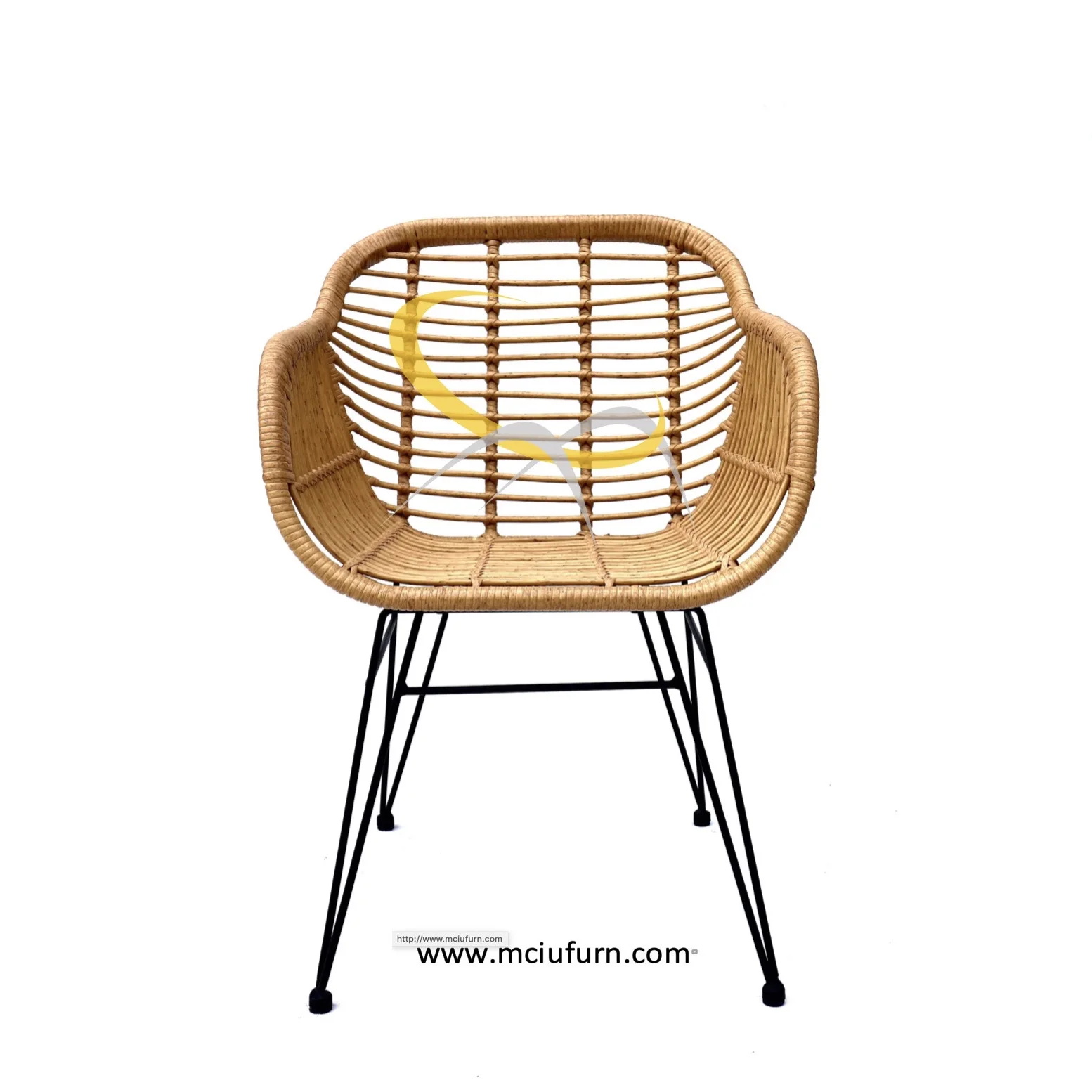 Новейшая популярная мебель для ресторана, натуральный цвет, наружный садовый ротанговый металлический обеденный стул, распродажа