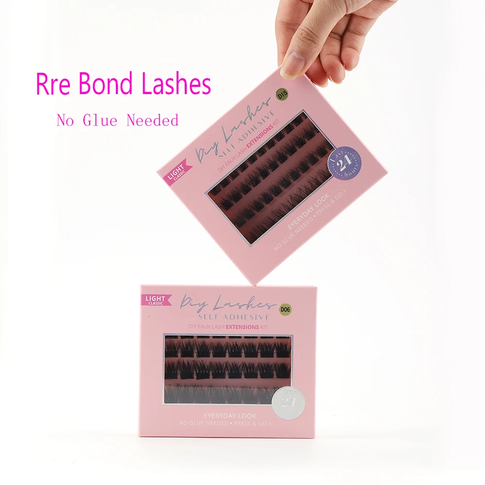 New Style Self-adhesive false eyelash Self-adhesive false Silk Lashes Eyelash Round Acrylic Package self adhesive eye lashes